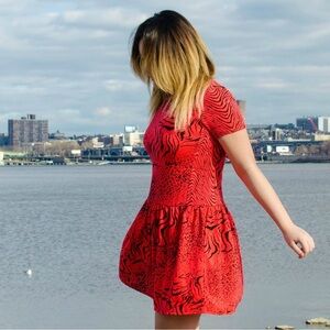 Victoria's Secret Womens Orange/Reddish Tiger Print Mini Dress